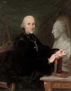 Karl Kaspar Pitz Portrait of a cleric a book in his right hand, by a marble bust oil on canvas
